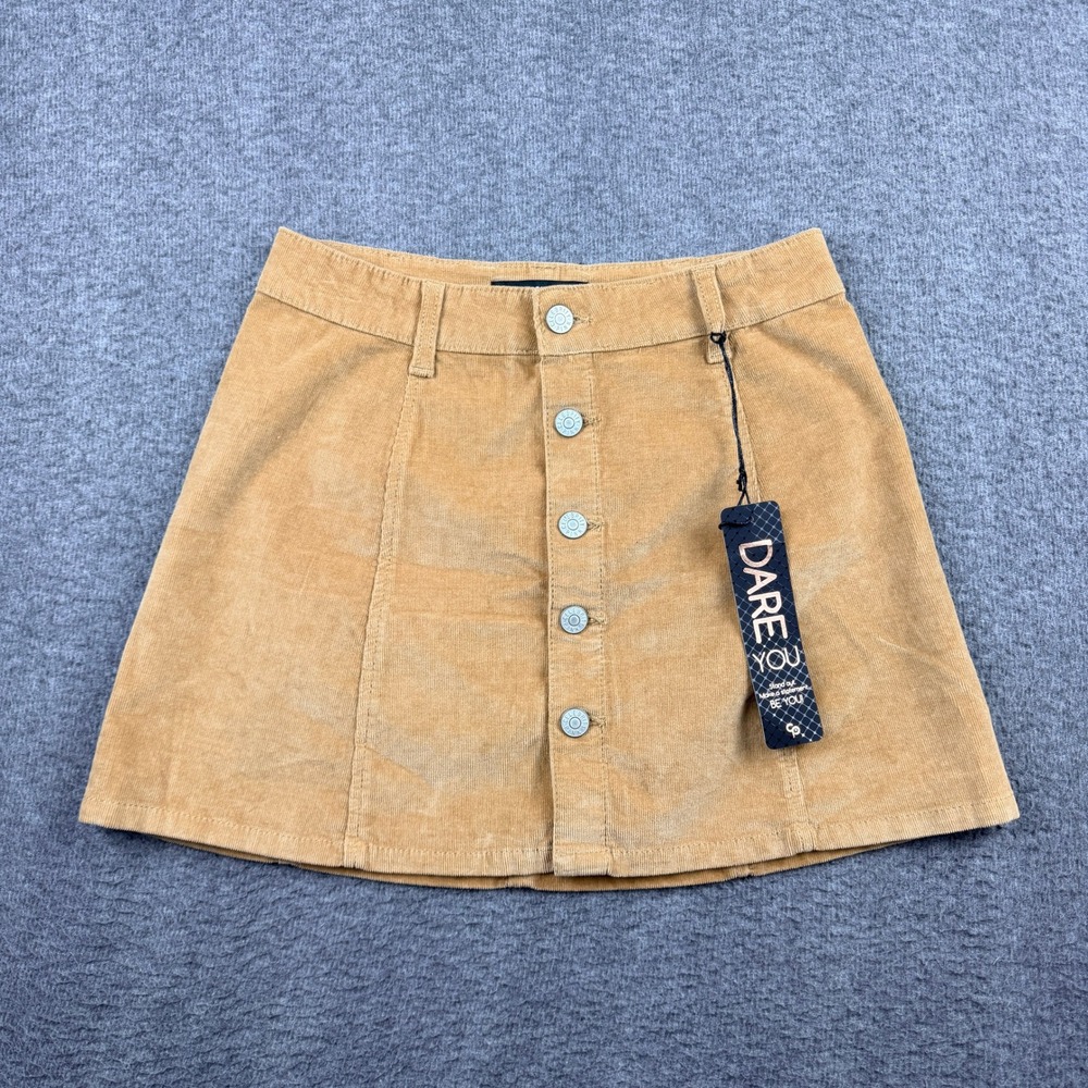 Celebrity Pink Corduroy Button Front Mini Skirt Tilly Camel Tan Brown Size 1/25